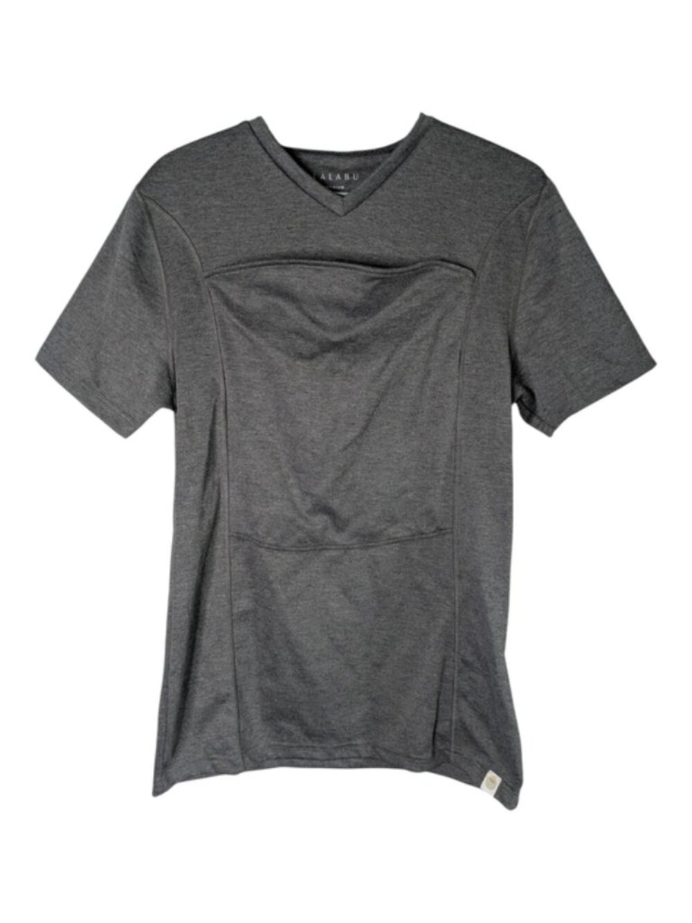 Lalabu Dad Shirt | Dark Gray Short Sleeve V-Neck Size Medium